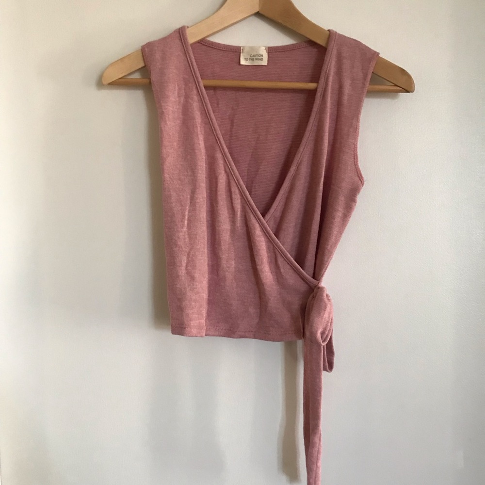 Pink wrap crop tank